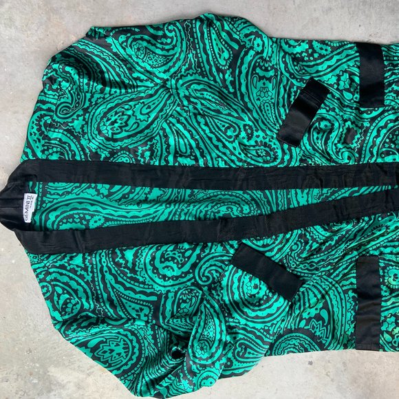 Vintage Paisley Satin Silk Women's Long Sleeve Lounge robe House Coat - Picture 1 of 4